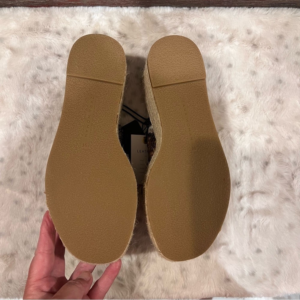 🥉ZARA SNAKESKIN STAMPED LEATHER ESPADRILLES WEDGES - SIZE 6 - BNWT - Picture 8 of 11